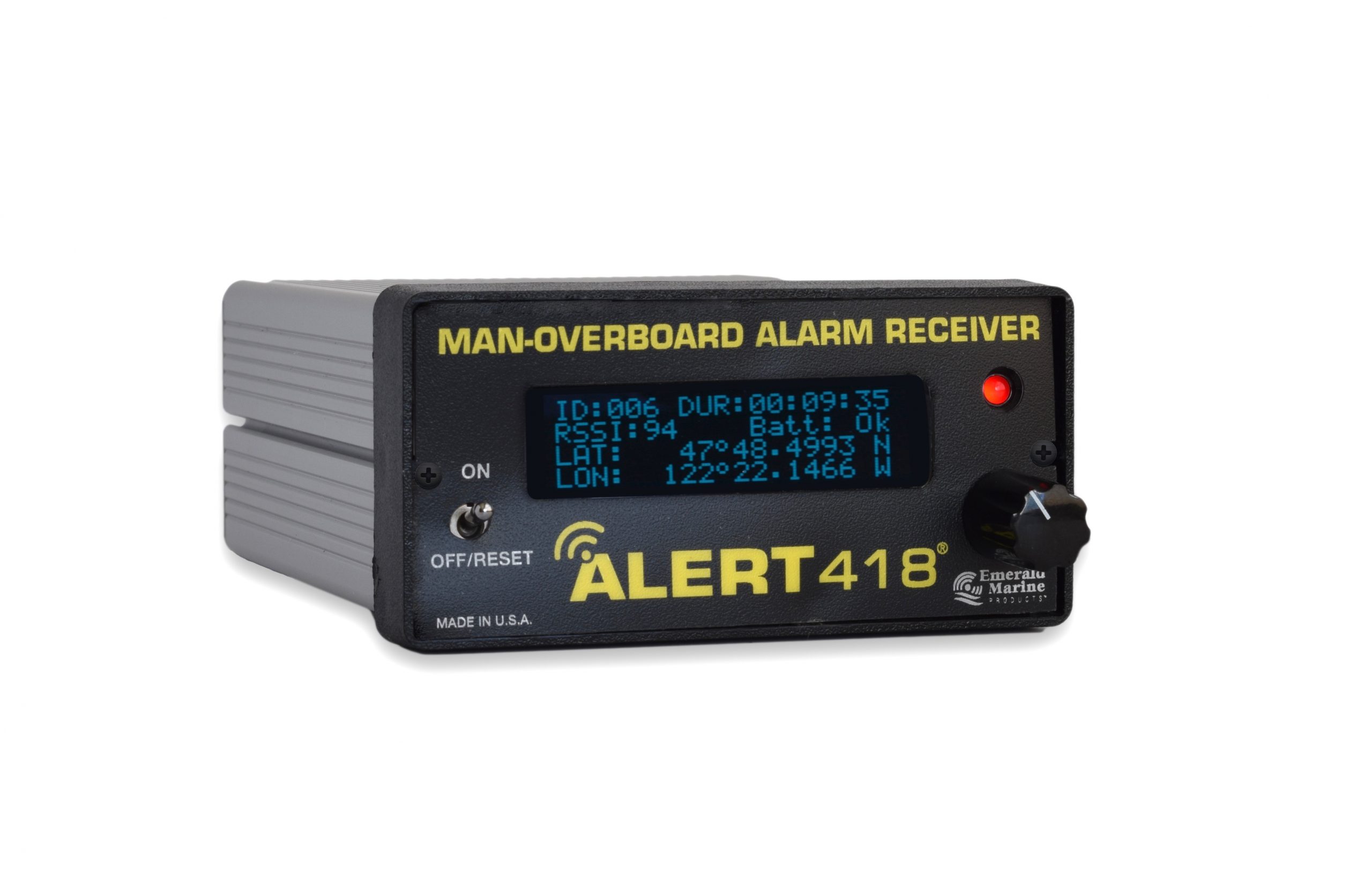 ALERT418® Overboard Receiver, Man Overboard Alarm, Fall Overboard Alarm, Water Rescue Training and Retrieval, Man Overboard